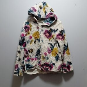 Anthropologie Saturday Sunday Multicolor Floral Sherpa Hoodie Extra Small